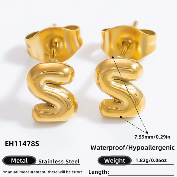 Stainless Steel Letter Stud Earrings Electroplated Women's Minimalist Jewelry