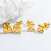 Stainless Steel Letter Stud Earrings Electroplated Women's Minimalist Jewelry