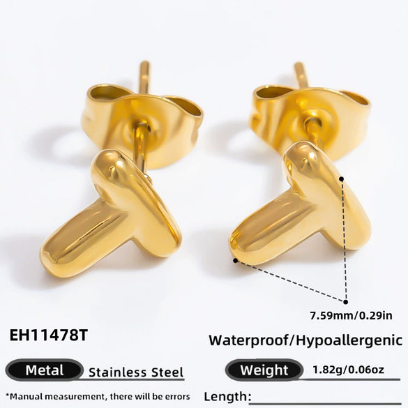 Stainless Steel Letter Stud Earrings Electroplated Women's Minimalist Jewelry