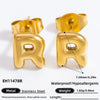 Stainless Steel Letter Stud Earrings Electroplated Women's Minimalist Jewelry