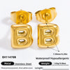 Stainless Steel Letter Stud Earrings Electroplated Women's Minimalist Jewelry