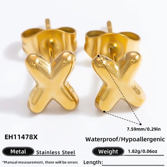 Stainless Steel Letter Stud Earrings Electroplated Women's Minimalist Jewelry