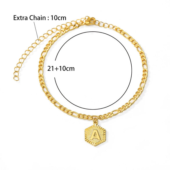Stainless Steel Letters Anklet Necklace With Electroplating Design For Women