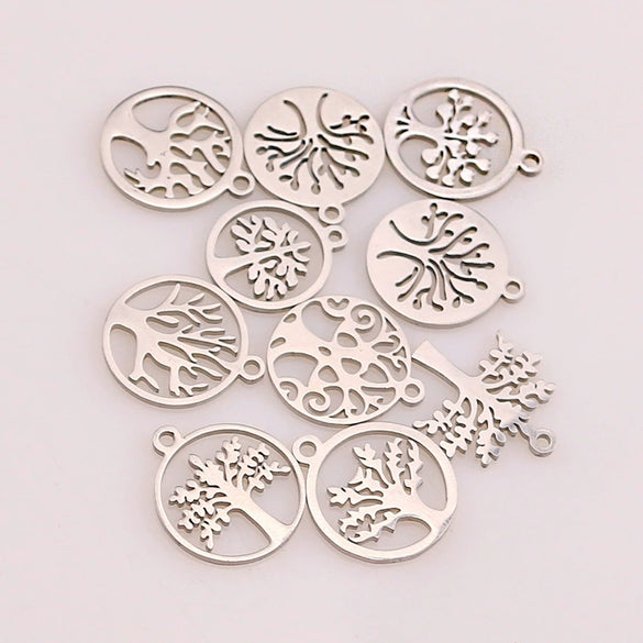 Stainless Steel Life Tree Pendant Handmade Polished Electroplated Accessories