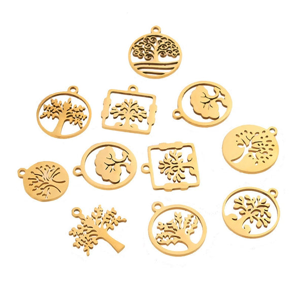 Stainless Steel Life Tree Pendant Handmade Polished Electroplated Accessories