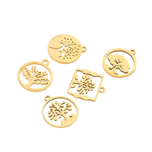 Stainless Steel Life Tree Pendant Handmade Polished Electroplated Accessories
