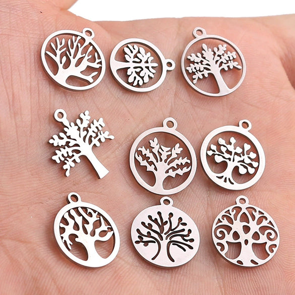 Stainless Steel Life Tree Pendant Handmade Polished Electroplated Accessories