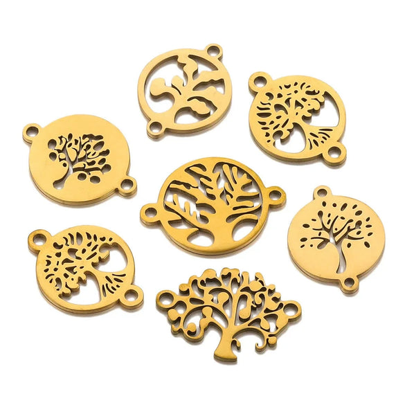Stainless Steel Life Tree Pendant Jewelry Accessories For Diy Necklace And Bracelet Making With Electroplating