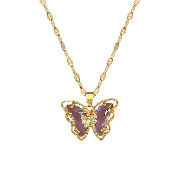 Stainless Steel Light Luxury Geometric Butterfly Unisex Necklace