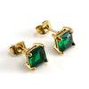 316L Stainless Steel Light Luxury Geometric Inlaid Zircon Women's Ear Studs