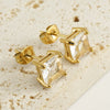 316L Stainless Steel Light Luxury Geometric Inlaid Zircon Women's Ear Studs