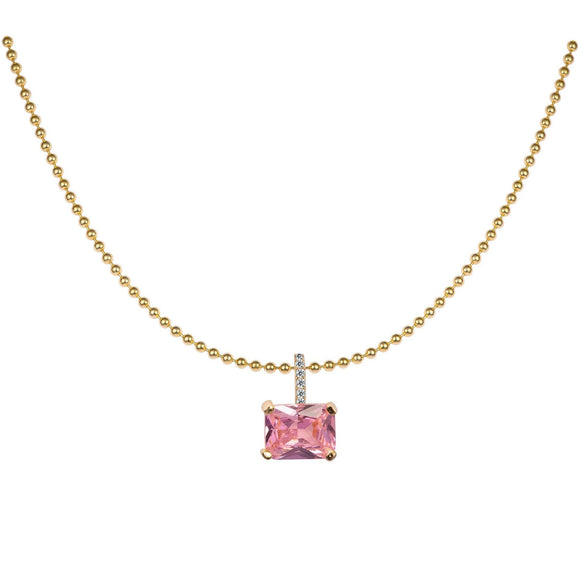 Stainless Steel Light Luxury Geometric Tennis Zircon Emerald Zircon Short Necklace With Diamond Design