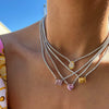 Stainless Steel Light Luxury Geometric Tennis Zircon Emerald Zircon Short Necklace With Diamond Design