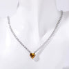 Stainless Steel Light Luxury Geometric Tennis Zircon Emerald Zircon Short Necklace With Diamond Design