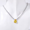 Stainless Steel Light Luxury Geometric Tennis Zircon Emerald Zircon Short Necklace With Diamond Design