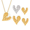 316L Stainless Steel Light Luxury Irregular Karst Peach Heart Necklace And Earrings Set Pvd Gold Plated