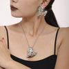 316L Stainless Steel Light Luxury Irregular Karst Peach Heart Necklace And Earrings Set Pvd Gold Plated