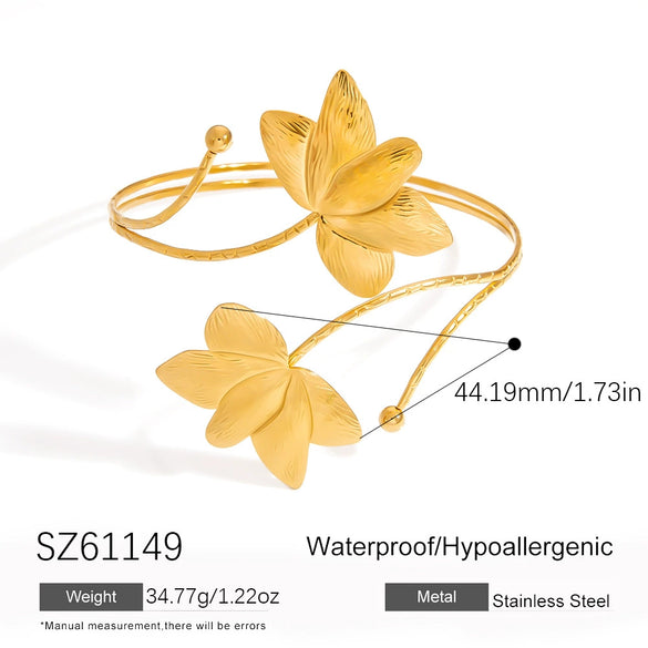 Stainless Steel Light Luxury Simple Winding Asymmetrical Open Arm Bracelet With Electroplating