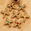 Stainless Steel Light Luxury Style Inlaid Natural Stone Cross Pendant Handmade Bracelet Necklace