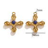 Stainless Steel Light Luxury Style Inlaid Natural Stone Cross Pendant Handmade Bracelet Necklace