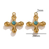 Stainless Steel Light Luxury Style Inlaid Natural Stone Cross Pendant Handmade Bracelet Necklace