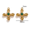 Stainless Steel Light Luxury Style Inlaid Natural Stone Cross Pendant Handmade Bracelet Necklace