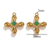Stainless Steel Light Luxury Style Inlaid Natural Stone Cross Pendant Handmade Bracelet Necklace