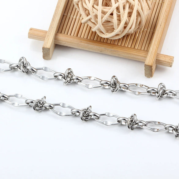 Stainless Steel Lip Knot Chain Electrolysis Hip Hop Style Bracelet Necklace Accessories