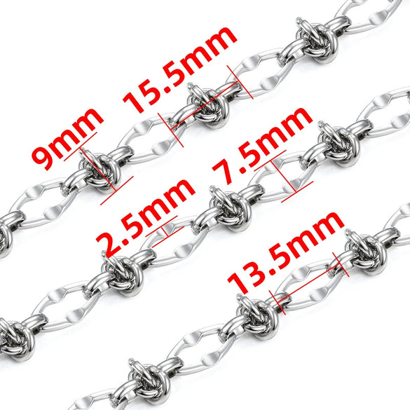 Stainless Steel Lip Knot Chain Electrolysis Hip Hop Style Bracelet Necklace Accessories