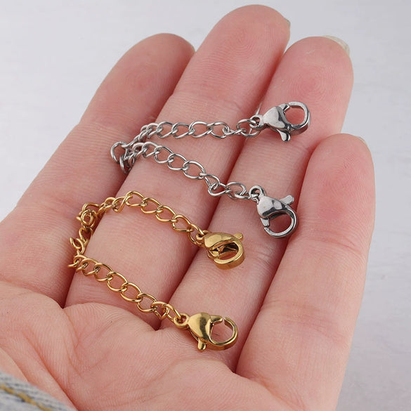 Stainless Steel Lobster Buckle Tail Chain Double Head Bracelet Necklace Extension Chain Electroplated Diy Jewelry Accessories