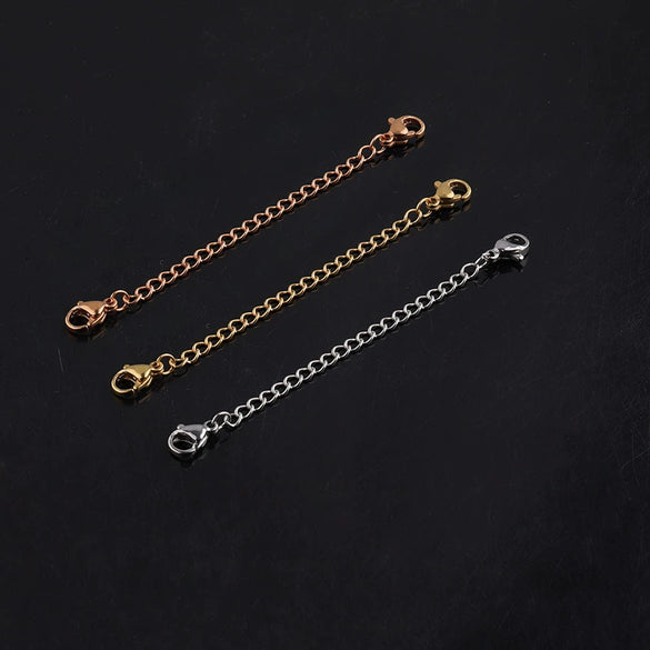 Stainless Steel Lobster Buckle Tail Chain Double Head Bracelet Necklace Extension Chain Electroplated Diy Jewelry Accessories
