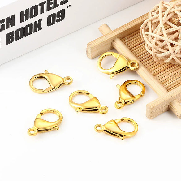 Stainless Steel Lobster Clasp Connecting Buckle For Diy Bracelet Necklace Jewelry Accessories Electroplated Round Shape