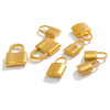 Stainless Steel Lock Pendant Three Dimensional Concave Convex Electroplated Punk Style For Diy Bracelet And Necklace