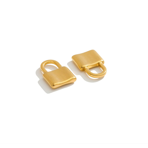 Stainless Steel Lock Pendant Three Dimensional Concave Convex Electroplated Punk Style For Diy Bracelet And Necklace