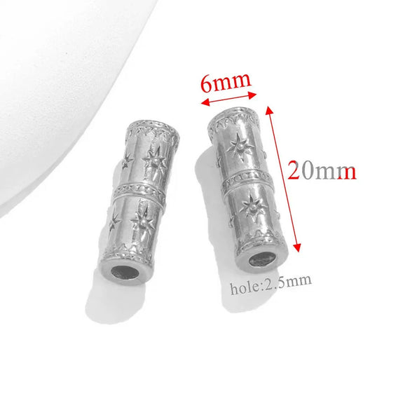 Stainless Steel Loose Beads Long Tube Shape Electroplated 18K Gold Vintage Necklace Diy Pendant Accessories