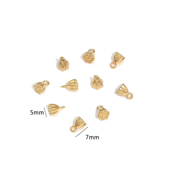 Stainless Steel Lotus Handmade Diy Goldplated Jewelry Accessories Connector For Necklace And Bracelet