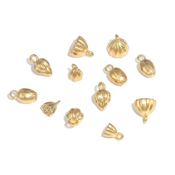 Stainless Steel Lotus Handmade Diy Goldplated Jewelry Accessories Connector For Necklace And Bracelet