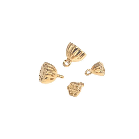 Stainless Steel Lotus Handmade Diy Goldplated Jewelry Accessories Connector For Necklace And Bracelet