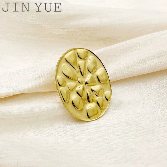 Stainless Steel Lotus Leaf Oval Retro Geometric Goldplated Electroplated Unisex Ring