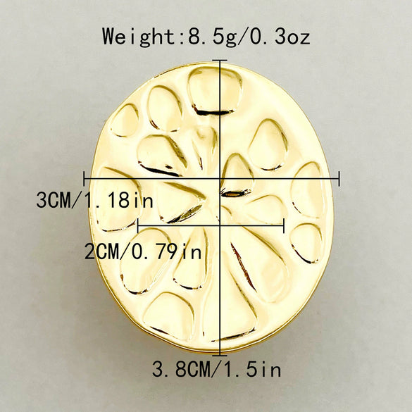 Stainless Steel Lotus Leaf Oval Retro Geometric Goldplated Electroplated Unisex Ring