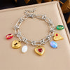 Stainless Steel Love Bow Round Plate Flower Pendant Stitching Electroplated Geometric And Heart Shape Women's Bracelet