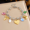 Stainless Steel Love Bow Round Plate Flower Pendant Stitching Electroplated Geometric And Heart Shape Women's Bracelet