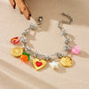 Stainless Steel Love Bow Round Plate Flower Pendant Stitching Electroplated Geometric And Heart Shape Women's Bracelet