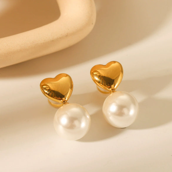 Stainless Steel Love Earrings For Women Geometric Style Electroplated