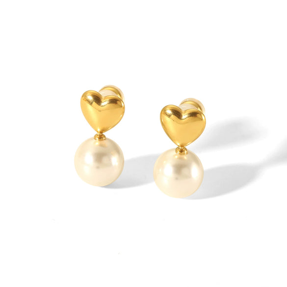 Stainless Steel Love Earrings For Women Geometric Style Electroplated