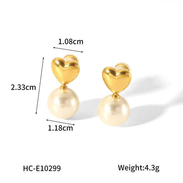 Stainless Steel Love Earrings For Women Geometric Style Electroplated