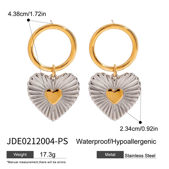 Stainless Steel Love Earrings Pendant Necklace Jewelry With Color Matching And Electroplating