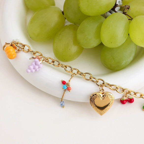 Stainless Steel Love Fruit Style Bracelet With Electroplating Jewelry For Women