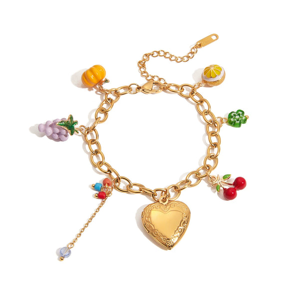Stainless Steel Love Fruit Style Bracelet With Electroplating Jewelry For Women