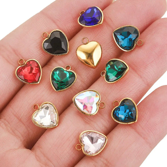 Stainless Steel Love Glass Niche Style 18K Electroplated Pendant Jewelry Accessories